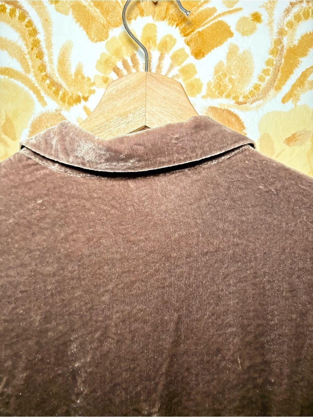 J. Jill Brown Silk Blend Velvet Blouse | Button Front Long Sleeve Peplum Top - Picture 10 of 13